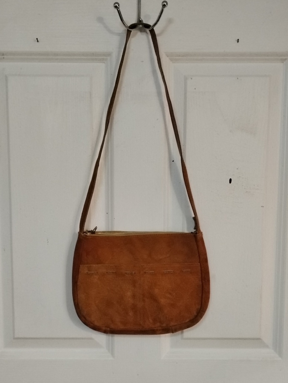 True Vintage Suede Crossbody Bag in Brown